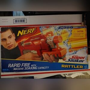 Nerf Super Soaker Rattler Red Rapid Fire Massive Soaking Capacity 25 ft.